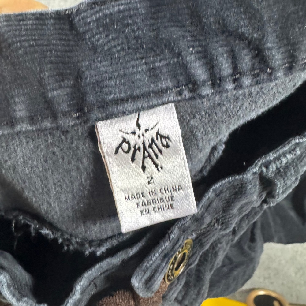 Prana Corduroy Pants Womens 2 Black Straight Leg Patch Pocket Outdoor Casual - Picture 3 of 10